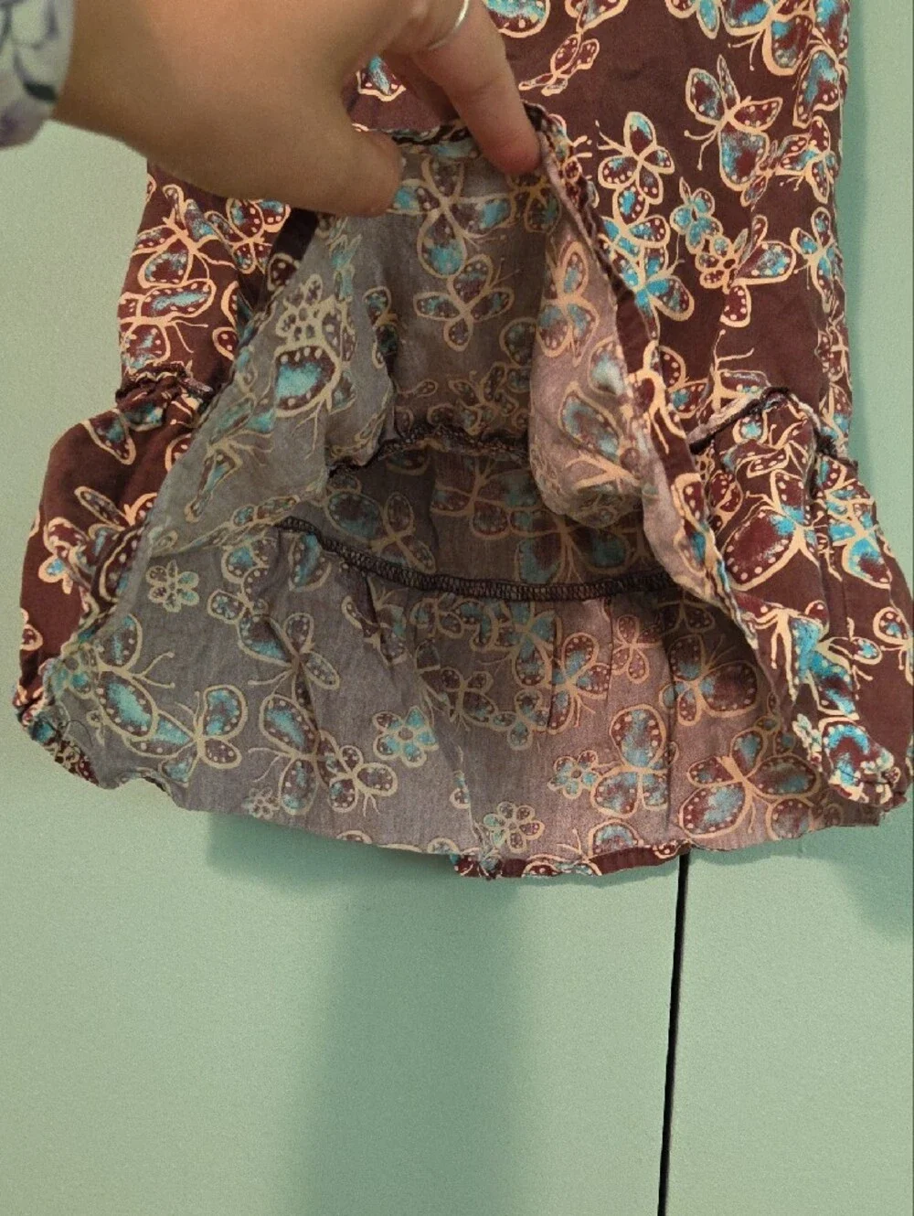 Y2k Zoey Girl Brown Floral Halter Dress with Teal Accents Size 6
